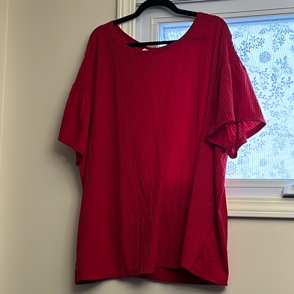Red ribbed 3X LULAROE T-SHIRT - Picture 1 of 1
